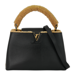 Capucines MM, Leather/Shearling, Black/Beige, NFC,DB/S, 2*